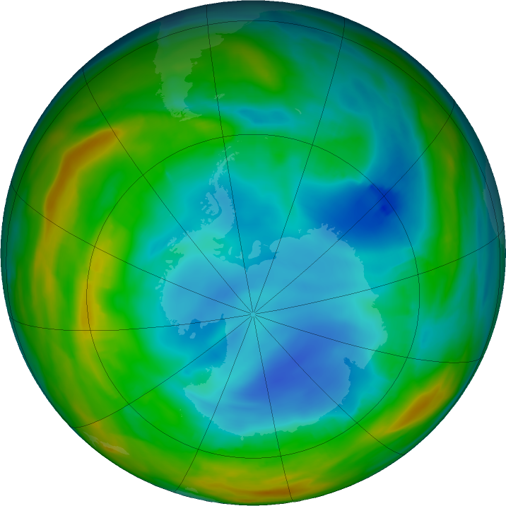Antarctic ozone map for 23 July 2018